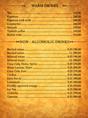 Drink Chart - Old Penguine May '24